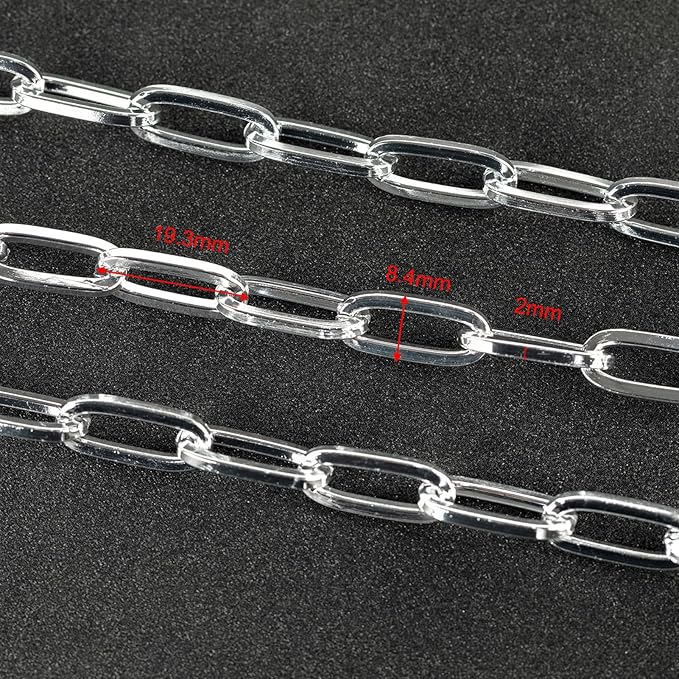 16.4 Feet Paperclip Chains for Jewelry Making Light Silver Plated Aluminum Chain Roll Hip-pop Rapper Necklace Choker Chain DIY Jewelry Supplies