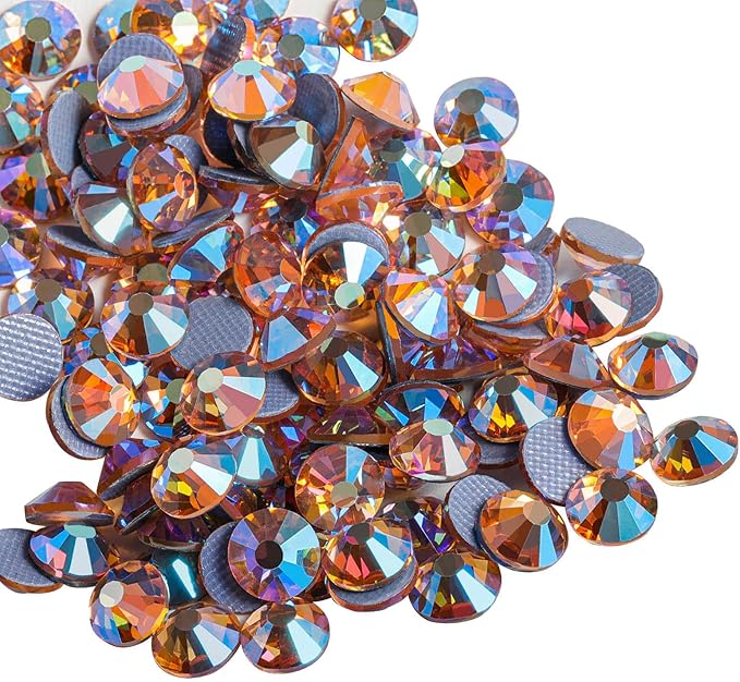 Beadsland Hotfix Rhinestones, 1440pcs Flatback Crystal Rhinestones for Crafts Clothes DIY Decorations, Champagne AB, SS20, 4.6-4.8mm