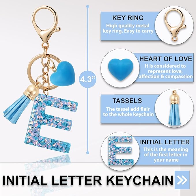 Alphabet Initial Letter Keychain Cute Heart Resin - Letter Keychain for Backpack Charms - Initial Keychains for Women