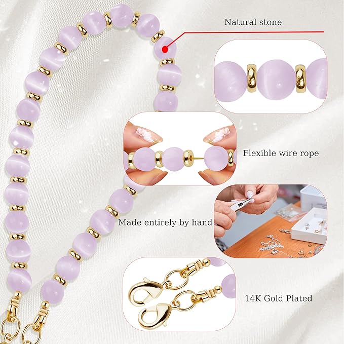 Marble Beaded Phone Wrist Strap,Detachable Phone Bracelet Strap with Tether Tab,Hands-Free Wristlet Strap (Beige)