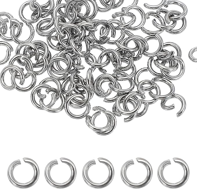 uxcell 120pcs Open Jump Rings, 8mm Stainless Steel Split O Rings 1.5mm Thick Connector Ring for Bracelet Necklace Pendant Jewelry Keychain DIY Craft Making, Silver
