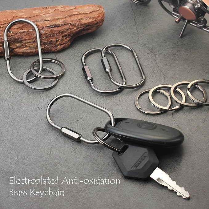 Locking Key Rings,Carabiner Keychain Clip for Keys,Purse Bag Charms Holder for Handbags,Screw Lock Key Organizer,Brass