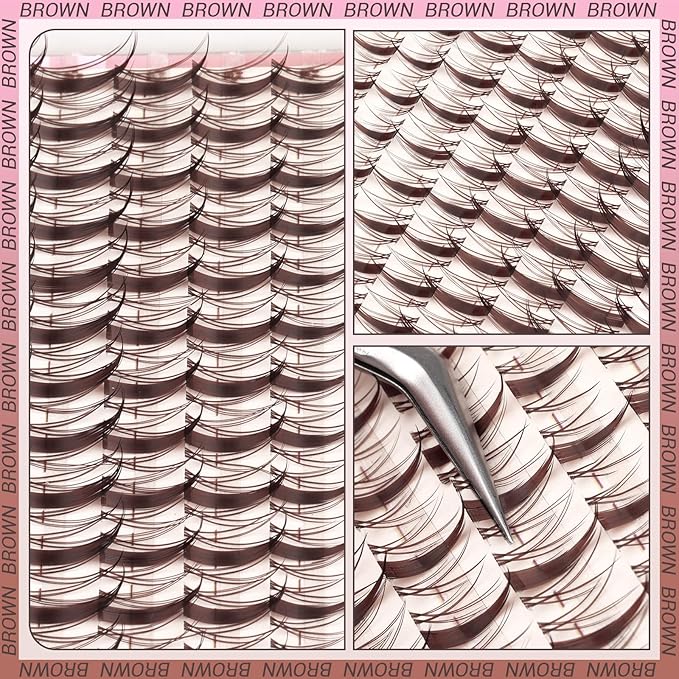 Brown Lash Clusters Natural Manga Eyelash Clusters Wispy Fairy Cluster Eyelash Extensions Clear Band Individual Lashes Dark Brown Cluster Lashes 8-16mm C Curly Lash Extension by ZANLUFLY
