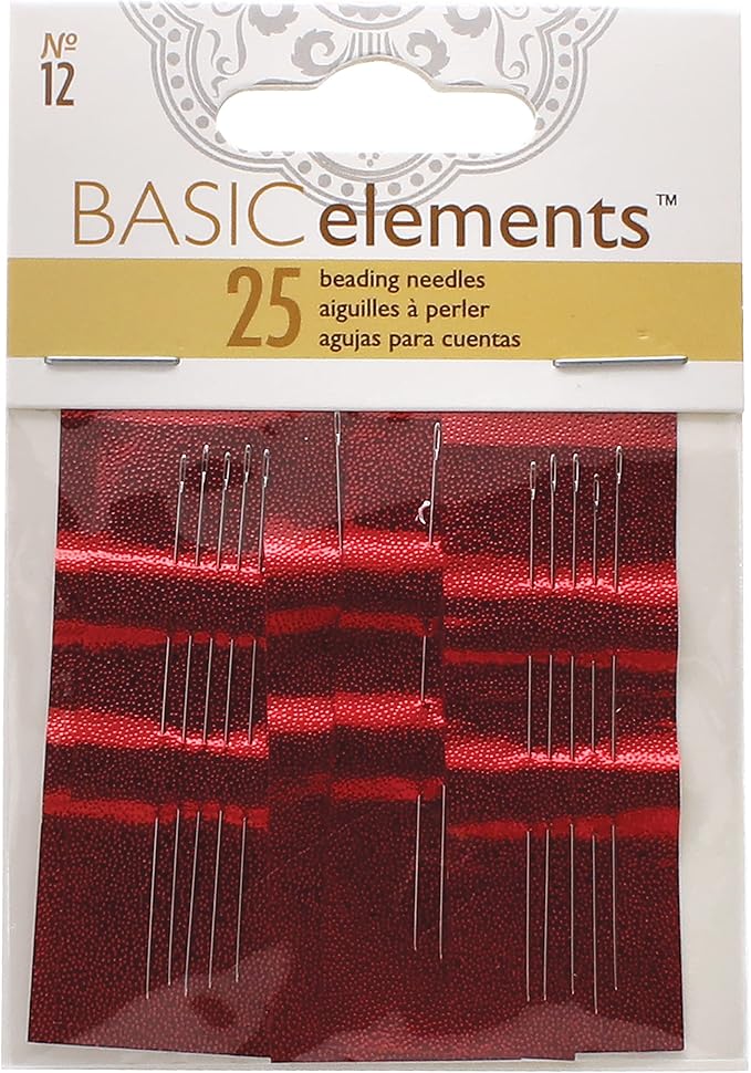 The Beadsmith Basic Elements Beading Needles – Size 12, Pack of 25 – Use for Loom Weaving Beadwork, Off-Loom Stitching and Jewelry Making with Seed Beads