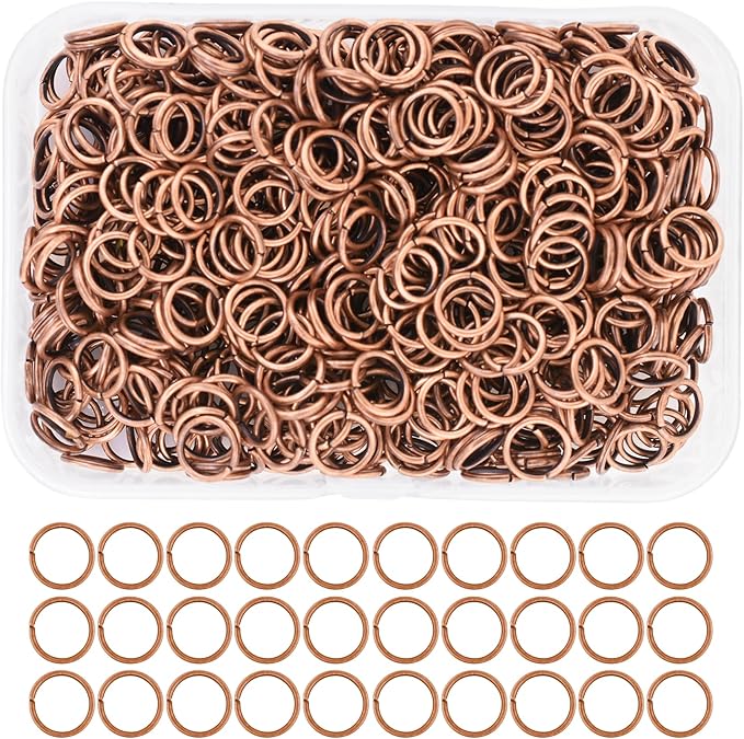 Mandala Crafts Assorted Antique Copper Color Jump Rings Jewelry Findings Metal O Rings for Jewelry Making Supplies - 700 8mm Small Open Jump Rings Kit for Necklace Earring