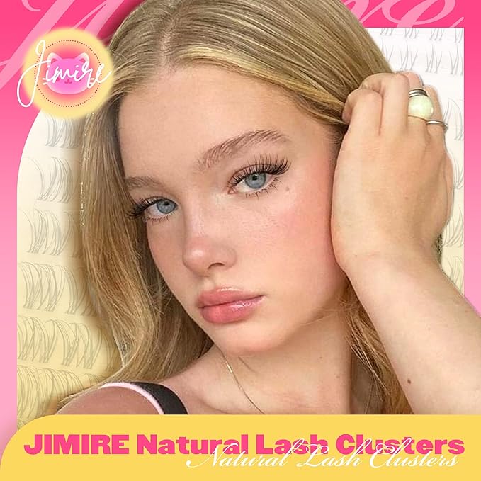 JIMIRE Venus Lash Clusters with Bottom Lashes Natural Look Wispy 10-16MM Eyelash Clusters D-Curly Cluster Eyelash Extensions 112Pcs DIY Lash Extension Invisible Band Lashes Clusters