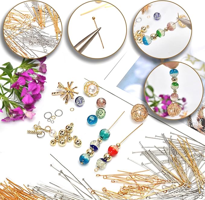 150pcs 18K Gold Filled Ball Pins Non Tarnish Craft Earring Bracelet Jewelry Making Accessories Supplies (40mm (1.57in), Gold-Ball Pin)