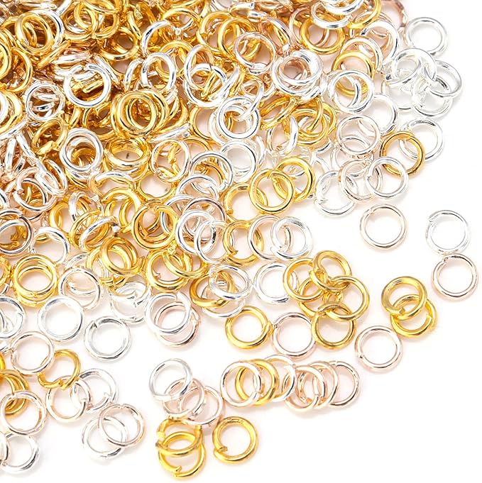1000 Pcs 3mm Open Jump Rings Silver, Gold and Rose Gold Plated Jump Ring for Jewelry Making Iron Made Single Rings Bulk for DIY Craft Earring Necklace Bracelet Pendant Choker Jewelry Making Findings
