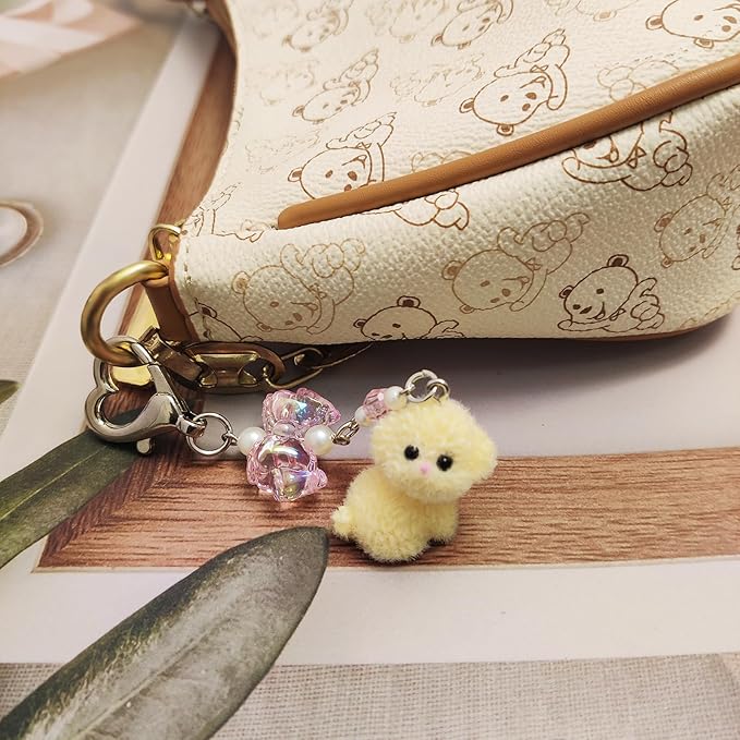 Cute Dog Keychain Fuzzy Dog Puppy Decor Keychain Aesthetic Y2K Bag Charms Stylish Dog Pendant Keychains Accessories