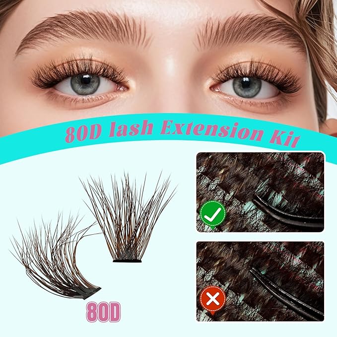 Brown Lash Clusters 320Pcs 80D Brown Eyelashes Cluster D Curl Individual Wispy Lashes Cluster for DIY Cluster Eyelash Extensions at Home for Beginners (Mix10-16mm)