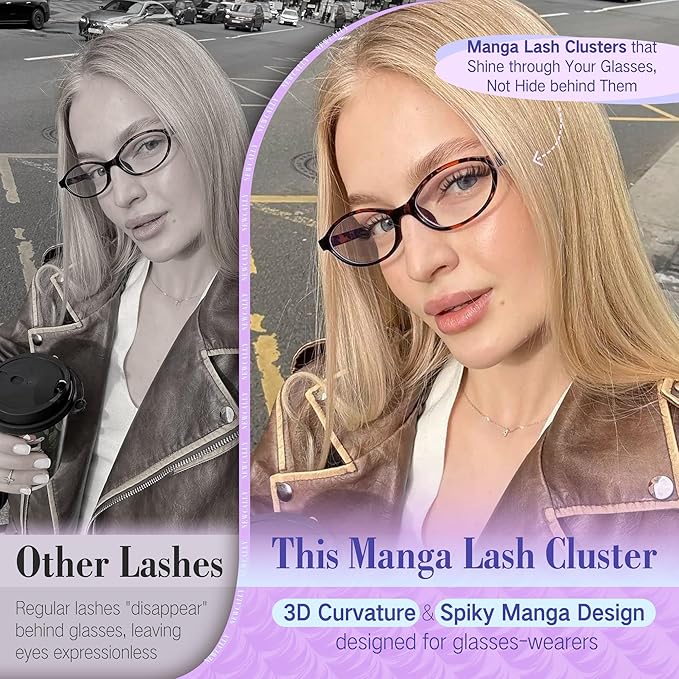 Manga Lash Clusters Wispy Spikes Eyelash Clusters Anime Fairy Cluster Eyelash Extensions Natural 8-16MM Individual Lashes CD-Curly DIY Lash Extension at Home by Newcally