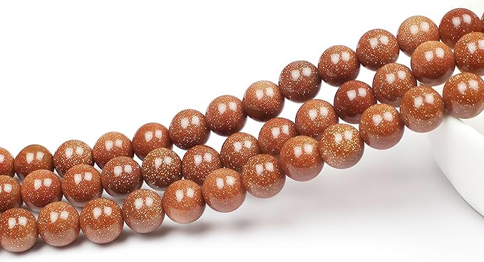 MJDCB AAA Natural Gold Sand Gemstone Loose Round Beads Spacer Beads for Jewelry Making (8mm)