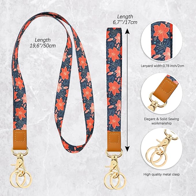 Cool Leopard Wristlet Keychain, Wrist Lanyard Key Chain For Women Men Car Keys Id Holder Card Phone Wallet Camera