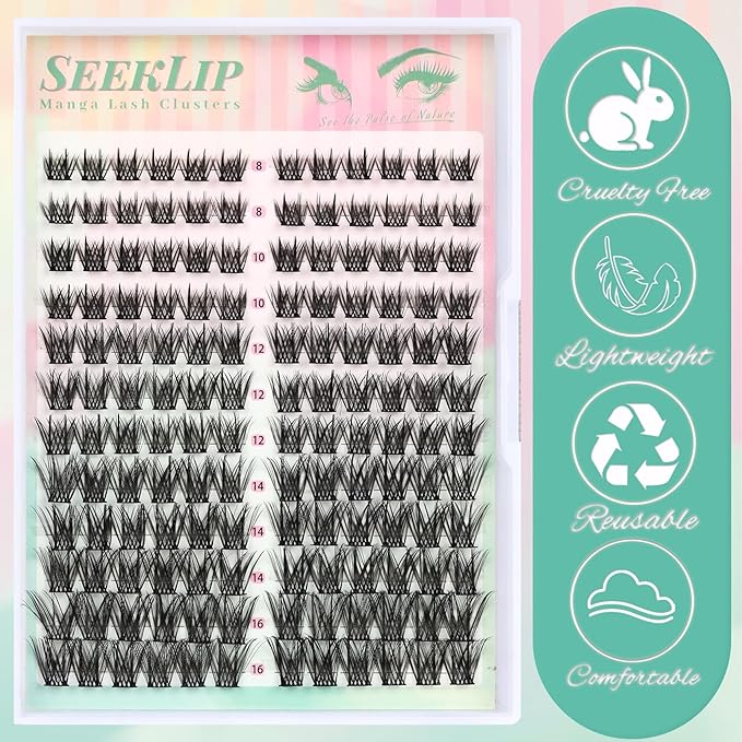 Lash Clusters Manga Eyelash Extensions Fluffy Spiky Deer Individual Lashes 144PCS 8-16MM Mixed Anime Eyelash Clusters Doe Eyed Wispy Double Spikes Natural Cluster Lashes (Meteor)
