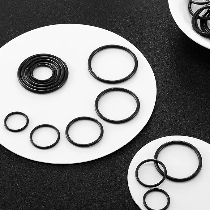 Hotop 35 Pieces Metal O Ring Multi Purpose Non Welded Round Metal Key Ring for Keychains Macrame Dog Leashes Camping Belt Hardware Bag DIY Accessories, 5 Sizes(Black)