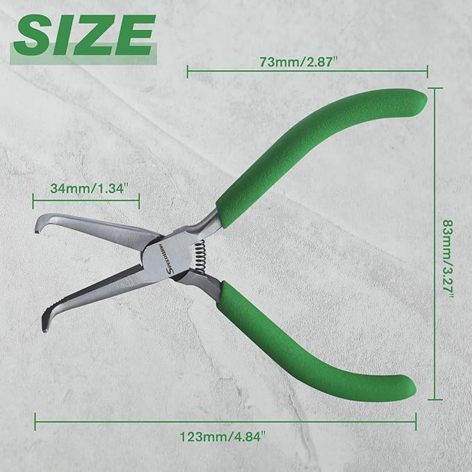SPEEDWOX Mini Bent Needle Nose Pliers With Teeth 5" 45-Degree Bent Long Nose Pliers With Serrated Jaw Needle Remover Pliers Fishing Tools Precision Pliers For Jewelry Making And Small Object Gripping