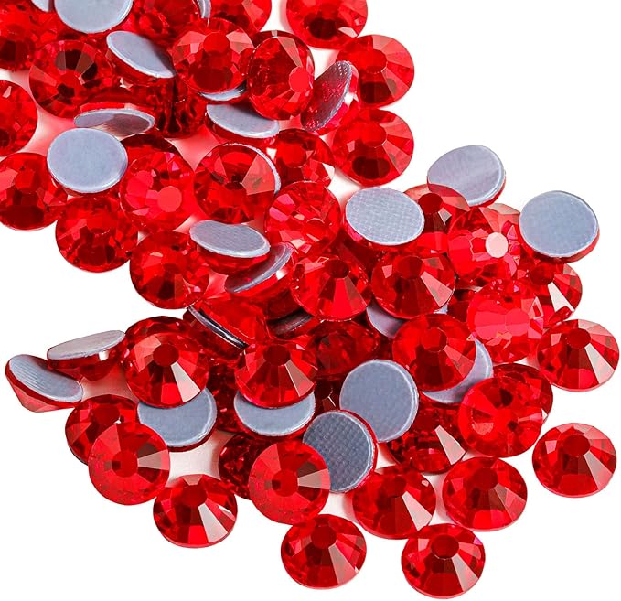 Beadsland Hotfix Rhinestones, 1440pcs Flatback Crystal Rhinestones for Crafts Clothes DIY Decorations, Light Siam, SS12, 3.0-3.2mm