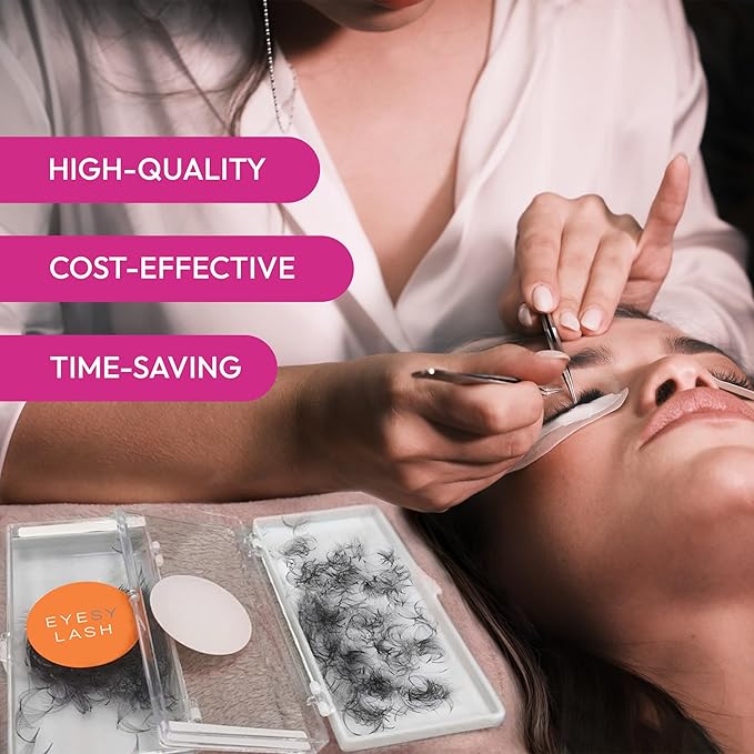 Eyesy Lash 500 Promade Fans - Volume Premade Lash Fans for Eyelash Extensions Pointy Base Handmade Loose Pre Made Eyelashes Middle Stem Soft and Lightweight (6D 0.07 CC 14mm)