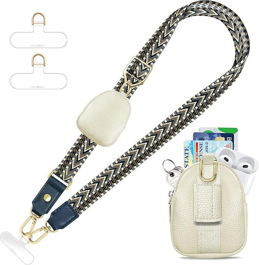 UKON Adjustable Phone Lanyard Crossbody Strap With Wallet Clip-and-Go Strap with Zippered Pouch Widened Phone String for iPhone Hands-Free for Travelling Concerts