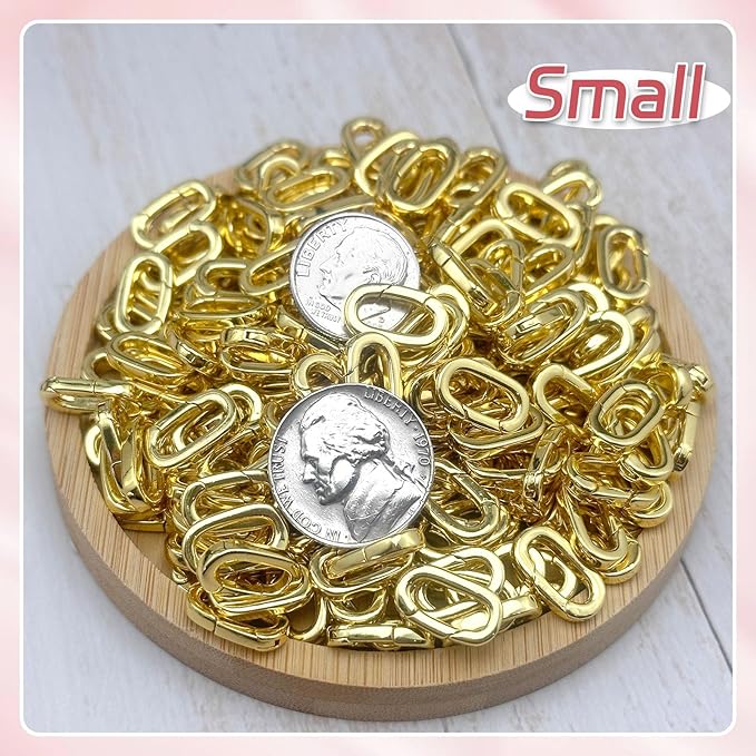 10Pcs Oval Clasp Carabiner Necklace Clasps and Closures, Spring Ring Clasp Pearl Necklace Enhancer Connector for Jewelry Bracelet Making
