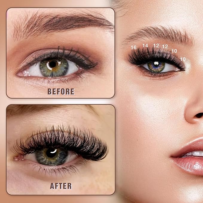AILAISHI Lash Clusters Kit, DIY Cluster Eyelash Extensions 10‑20mm, 80D+100D, 216pcs Fluffy D Curl Natural Lashes with Bond & Seal,Remover,Tweezers – Fake Cat Eye Individual Clusters