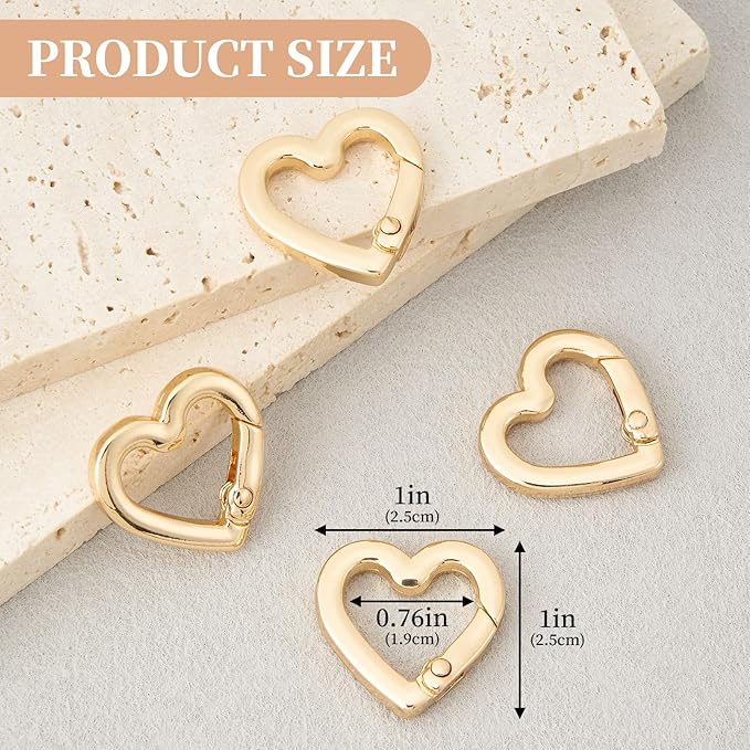4 Pcs Heart Shaped Keychain Clip, Zinc Alloy Cute Heart Carabiner, Small Craft KeyringSpring Snap Clasp Hook for Camping Hiking Fishing Traveling
