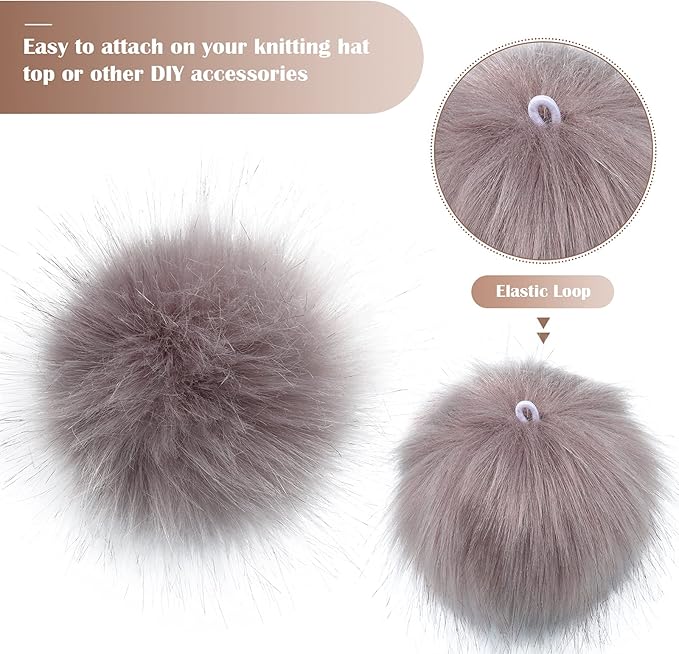 Tatuo 16 Pcs Faux Fur Pom Poms for Hat 4 Inches Large Fluffy Pom Balls for Crafts Knitting Beanies Shoes Scarves Bag Pompoms Keychain Charms Winter DIY Accessories (Gray)