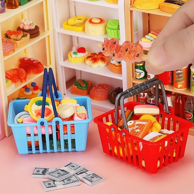 170Pcs Miniature Supermarket Shelves Furniture Model Doll House Store Storage Bookshelf Accessories 4 Layers Shelf Display Rack Mini Locker Decor Food Drink Bottle Toy Cosplay Game Party