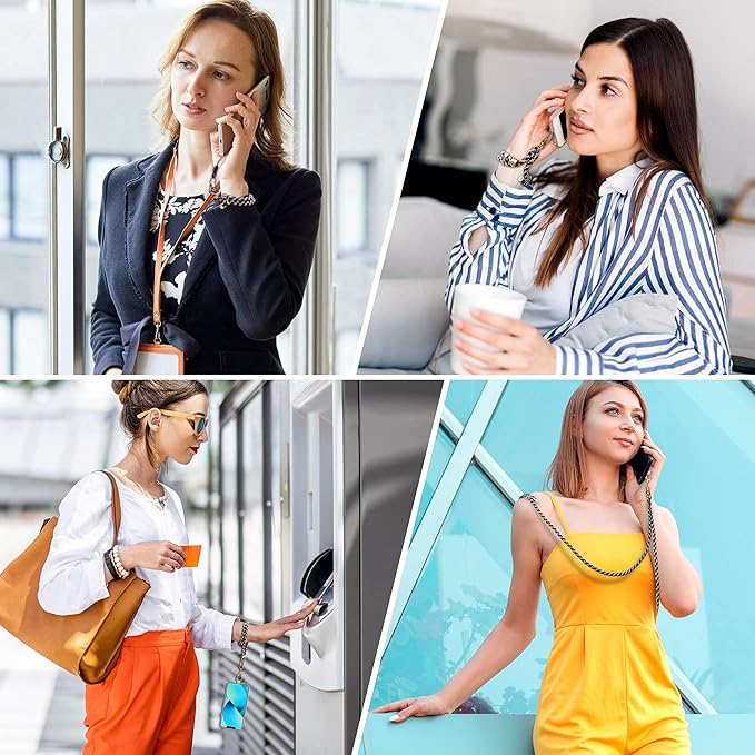 Kaptron 2Pcs Cell Phone Lanyard: Universal Adjustable Crossbody Phone Strap and Wrist Strap, with 2 Lobster Clips and 2 Tether Patches, Compatible with Most iPhone and Android Smartphones