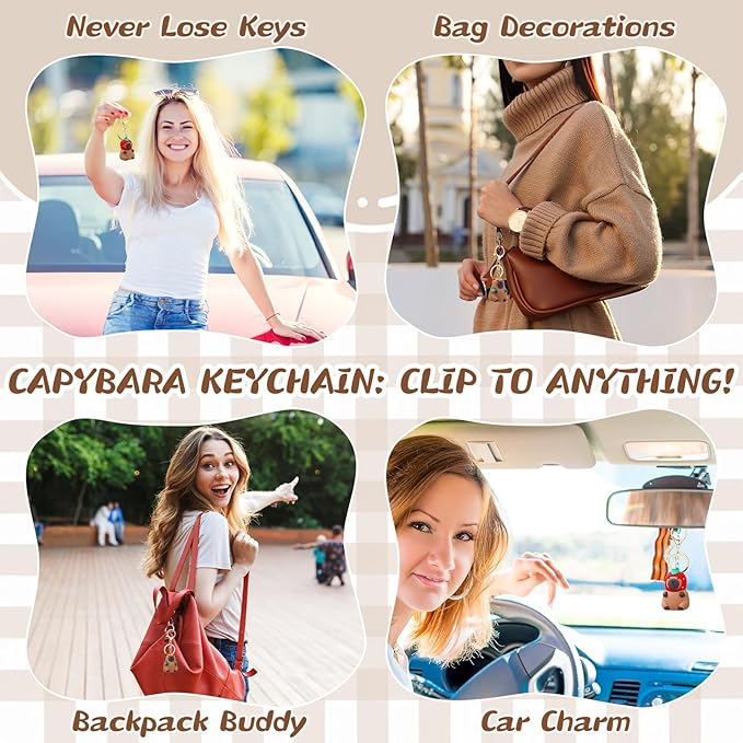 Nosiny 2 Pcs Capybara Keychain Pendant Charm Cute Capybara Keychain Animals Backpack Charm Stuff for Christmas Gift Exchange Birthday Party Favors Easter Filling