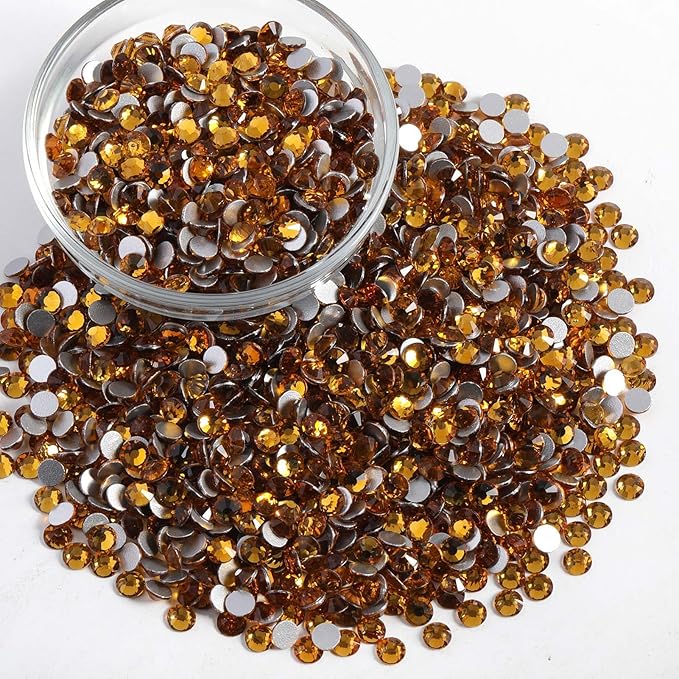 Beadsland Flatback Rhinestones Bulk,14400pcs Rhinestones for Nails Crafts Clothes DIY Decoration, Topaz, SS16, 3.8-4.0mm