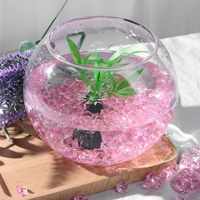 DomeStar 550PCS Pink Vase Fillers, Acrylic Fake Crushed Ice Rocks Pink Gems Crystals Plastic Diamonds for Vase Fillers Centerpiece Fish Tank Table Scatter Photography Props Display Decoration