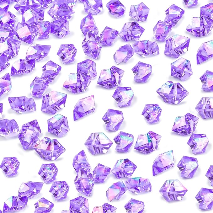 DomeStar 550PCS Bright Purple Vase Fillers, Acrylic Fake Crushed Ice Purple Gems Crystals Plastic Diamonds for Vase Fillers Centerpiece Fish Tank Table Scatter Photography Props Display Decoration