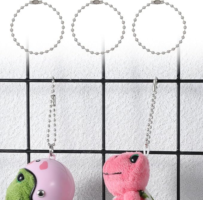 100 Pcs Ball Beads Chain 4 Inch Bulk Metal Chain Keychain Rings Silver Dog Tag Metal Chains with Connector Keychain Extension Chains for Tag Jewelry Making Hanging Decoration