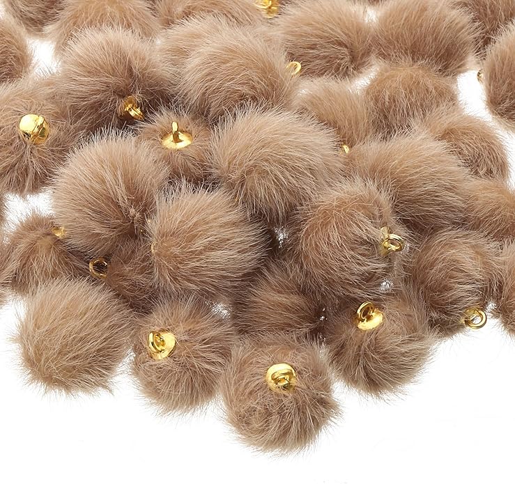 PATIKIL 50pcs Pom Poms Charm, Pompoms Charm Craft Pom Poms Pendants Balls Small Fluffy Tassel Bulk for Crafts Jewelry Making