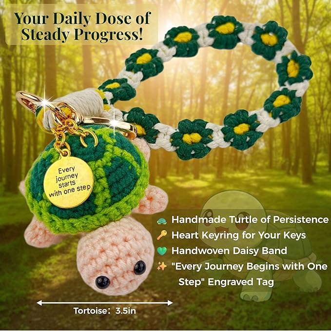 Handmade Crochet Keychains with Daisy Wristband - Inspirational Gifts for Women, Graduation, Birthday