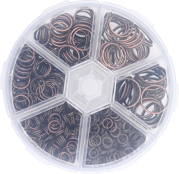 Mandala Crafts Assorted Antique Copper Colored Double Jump Rings for Jewelry Making - 540 Pcs Mini Split Key Rings Set for Crafts, DIY Keychains, and Accessories