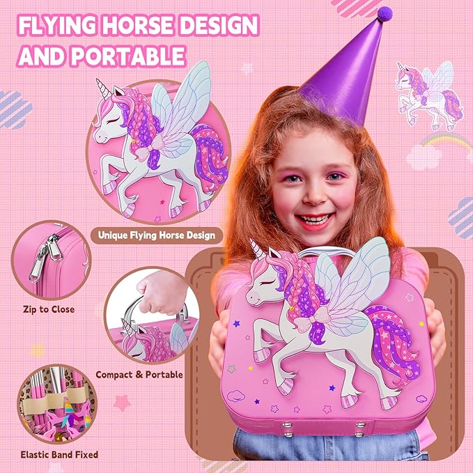 Kids Makeup Kit for Girls - Girls Makeup Kit Toys, Real Washable Cosmetic Set with Storage Case, Kids Play Makeup Set for Christmas Birthday Gift 3 4 5 6 8 10 11 12+ Years Old, Pink