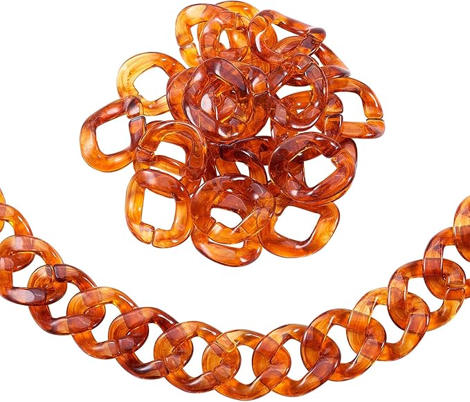 LiQunSweet 140 Pcs Two Tone Acrylic Plastic Linking Chain Rings Curb Chains Making Imitated Gemstone Twist Quick Link Connectors for Earring Necklace Jewelry DIY Craft Making - 40~41mm
