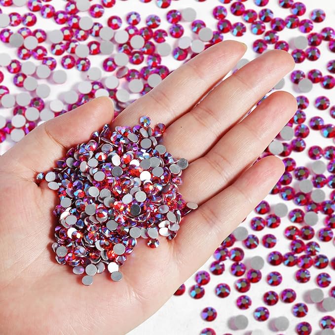 Beadsland Flatback Rhinestones Bulk, 14400pcs Rhinestones for Nails Crafts Clothes DIY Decoration, Light Siam AB, SS10, 2.7-2.9mm