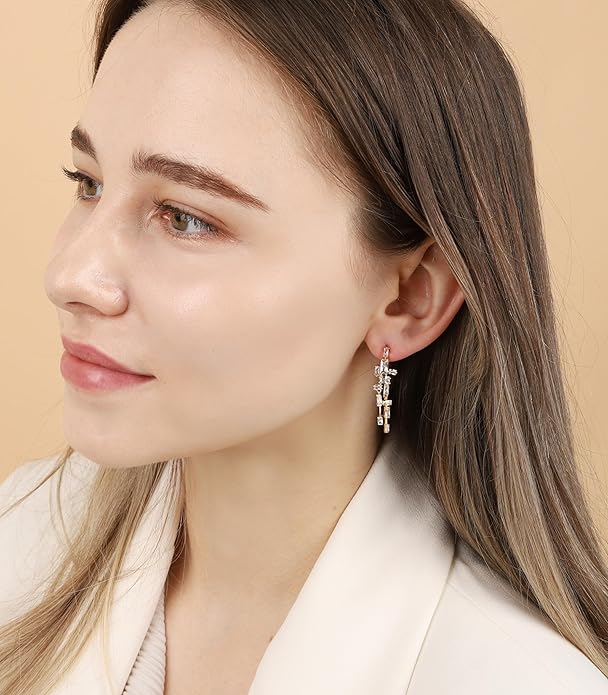 OZEL 14K Gold & Silver Plated Paperclip Chain Earrings with Cubic Zirconia – Dangle, Hoop, Huggie, Stud Styles – Women’s Fashion Jewelry Gift
