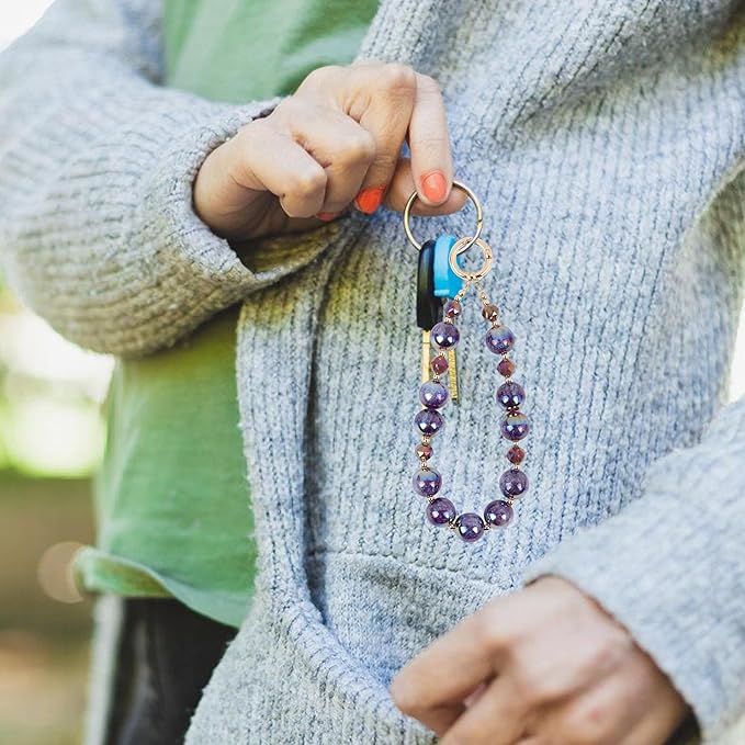 Phone Lanyard Wrist Chain for Cellphone Wrist Strap Phone Bracelet Strap Pearl Beaded Smartphone Wristlet (Amethyst)