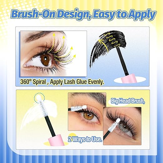 Lash Bond and Seal 2 Pcs Bond and Seal Lash Glue Waterproof Lash Clusters Glue Stong Hold Eyelash Adhesive 72 Hours Long Lasting Eyelash Glue for Eyelash Clusters Eyelash Extensions by Mavphnee