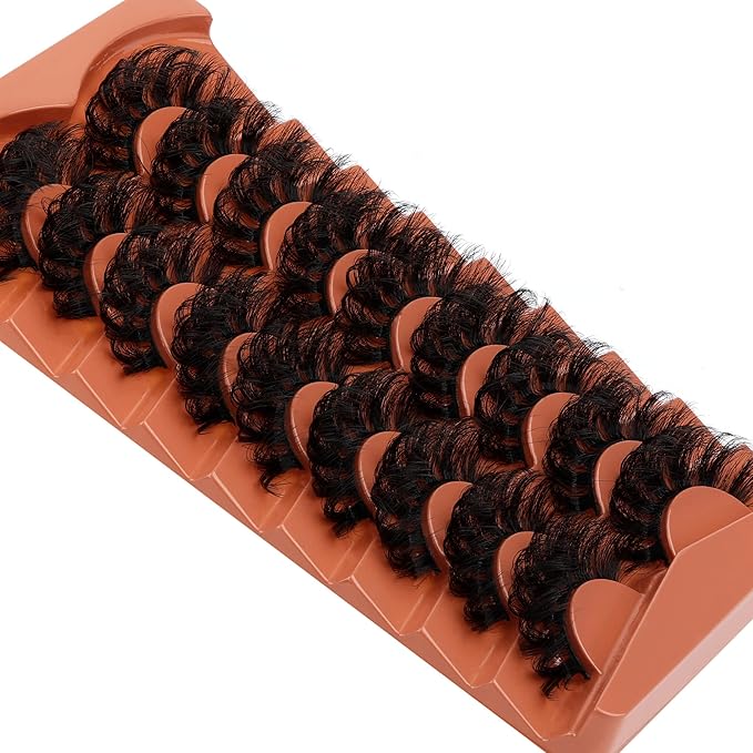 Mink Lashes Fluffy False Eyelashes 20mm Long Faux Mink Lashes Dramatic Curl Lashes that Look Like Lash Extension 9 Pairs Multipack