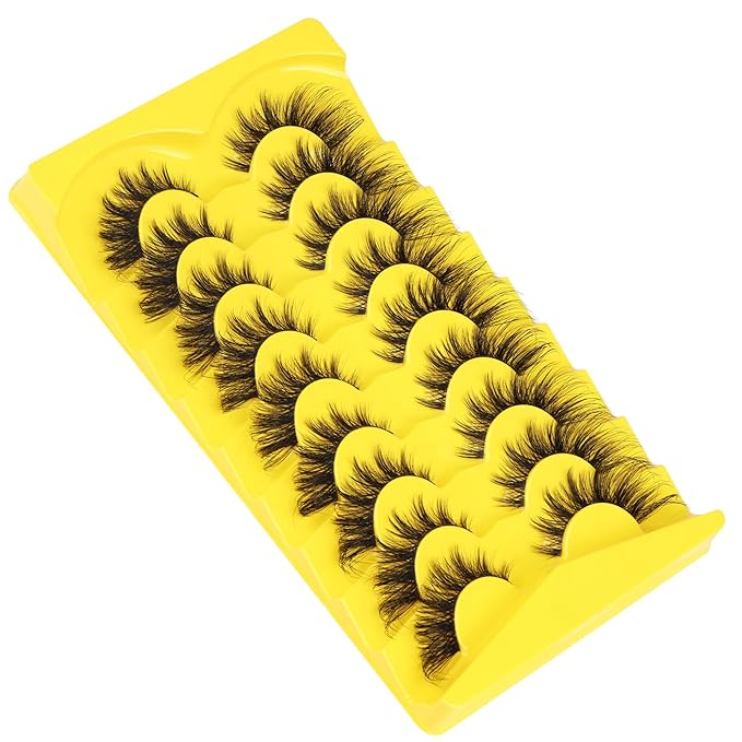 ALICROWN Lashes Cat Eye False Eyelashes Wispy Strip Fake Eyelashes Fox Eye Lashes Mink Thick Volume Eyelashes with Clear Band 9 Pairs Long False Lashes