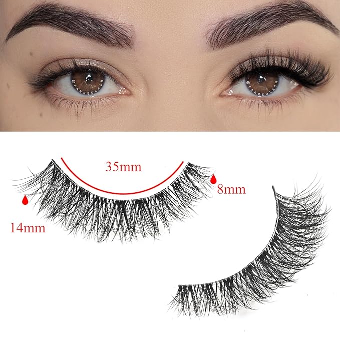 FARRED Cat Eye Lashes Natural False Eyelashes Wispy Eye Lash Fluffy Wispies Eyelash Natural Look 10 Pairs Clear Band Fake Lashes Pack Volume Mink Lash Strips Pestañas (Z06|8-14MM)