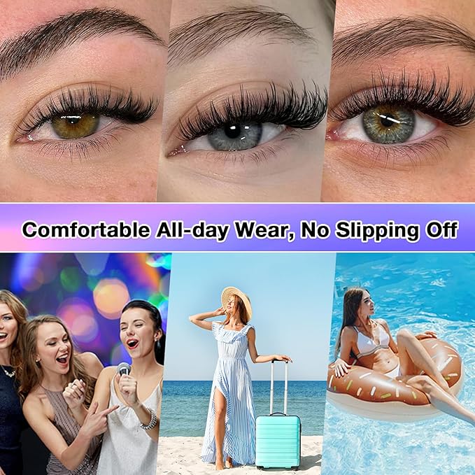 AILAISHI Lash Clusters Kit, DIY Cluster Eyelash Extensions 9‑16mm, 40D+50D, 280pcs Fluffy D Curl Natural Lashes with Bond & Seal,Tweezers–Fake Cat Eye Wispy Individual Clusters