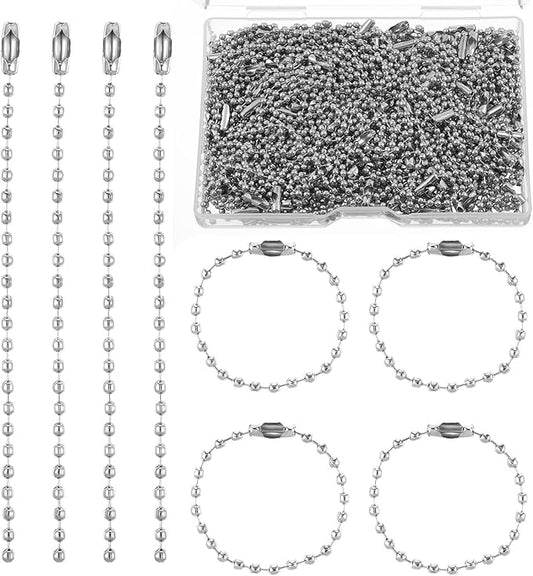300 pcs 3.9 in Long Bead Connector Clasp Ball Chains Keychain, Beaded Chain Connector Chains for Keychains Stainless Steel Ball Bead Chain with Locking Clasp for Jewelry Making, DIY Crafts