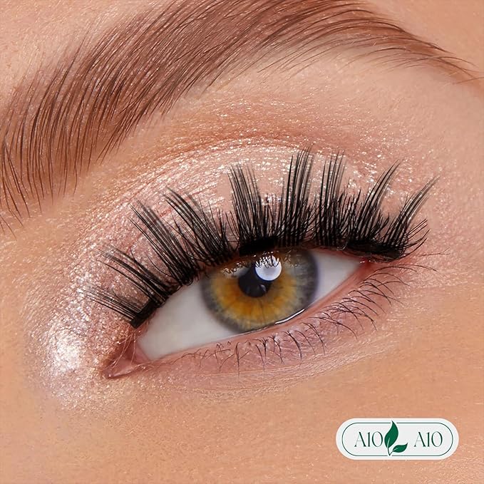 KEYYOU Reusable Magnetic Eyelashes 2 Pair with Applicator No Glue Needed 3D Natural Magnetic Lashes, Easy to Apply & Long Lasting for Daily Use & Events(A10+A10)