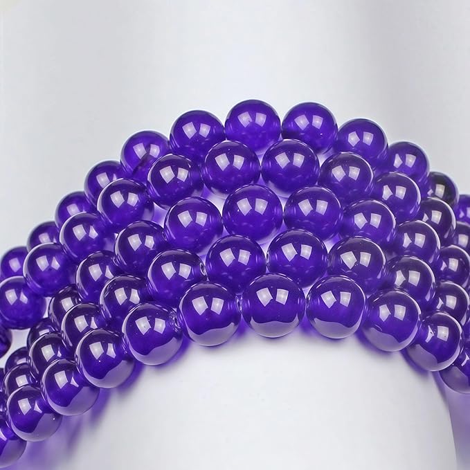 MJDCB Stone Beads Purple Jade Round Loose Beads for Jewelry Making DIY Bracelet Necklace (8mm)